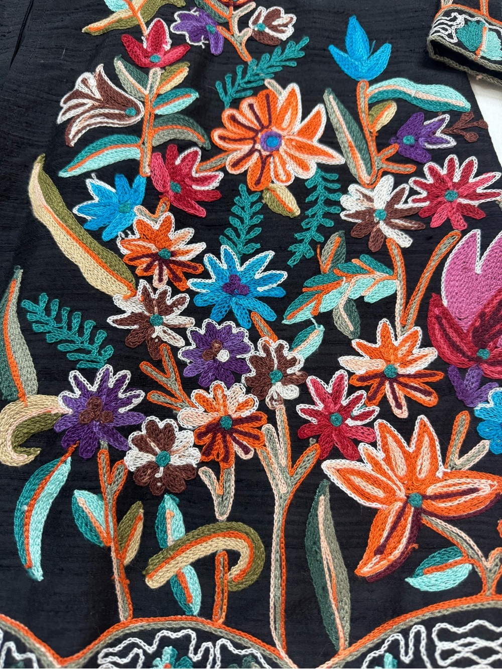 ANU 100% Silk Embroidered Open-Front Floral Jacket Womens Small - Picture 5 of 12